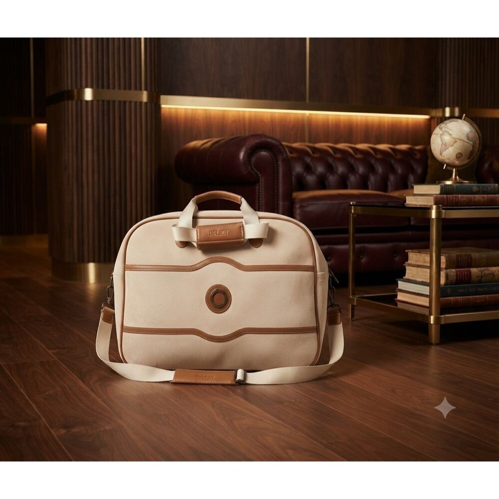 Delsey Paris Chatelet Air 2.0 Weekender Bag Angora Cream Brown Travel Tote Carry